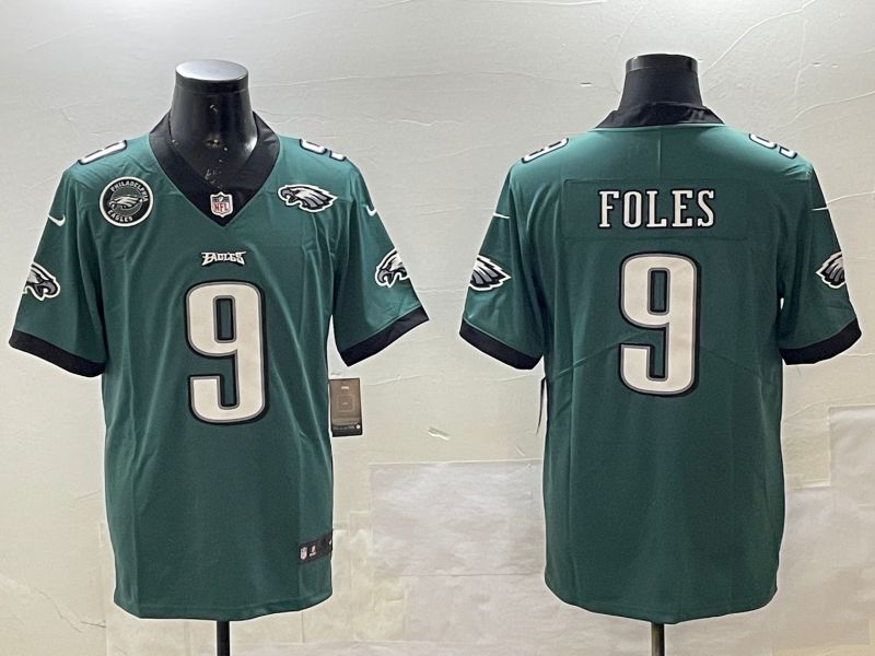 Men Philadelphia Eagles #9 Foles Green 2025 Nike Vapor Limited NFL Jersey style 5